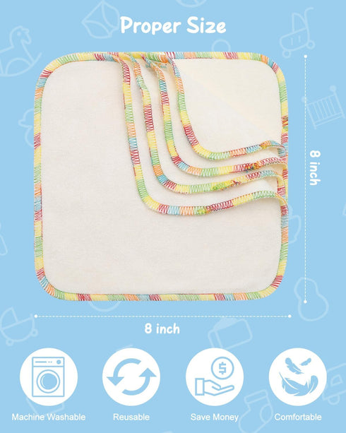 30PCS 8 8 Inches, 30BW02-B Babygoal Reusable Diaper Wipes, Natural Unbleached Baby Face Wipes, Soft Sturdy, x