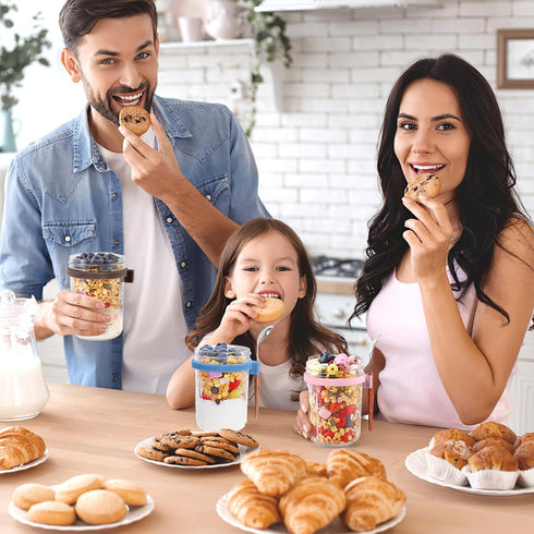 Yeenhoopy 6 Pack 16 oz Overnight Oats Containers with Lids and Spoons, Glass Mason Jars with Airtight Lids, Meal Prep