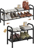 AUGOHCMIL Expandable Shoe Rack, 2-Tier Metal Shoe Storage Shelf, Adjustable Shoes Organizer for