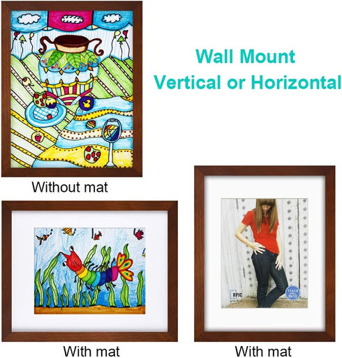 RPJC 11x14 Picture Frames - Solid Wood with High Definition Glass for 8x10 or 11x14 Photos