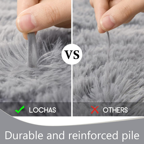 LOCHAS Fluffy Bedroom Rug, 2.6' x 5.3', Shaggy Area Rug for Bedroom Bedside, Soft Oval Throw Rugs for Living Room Kids