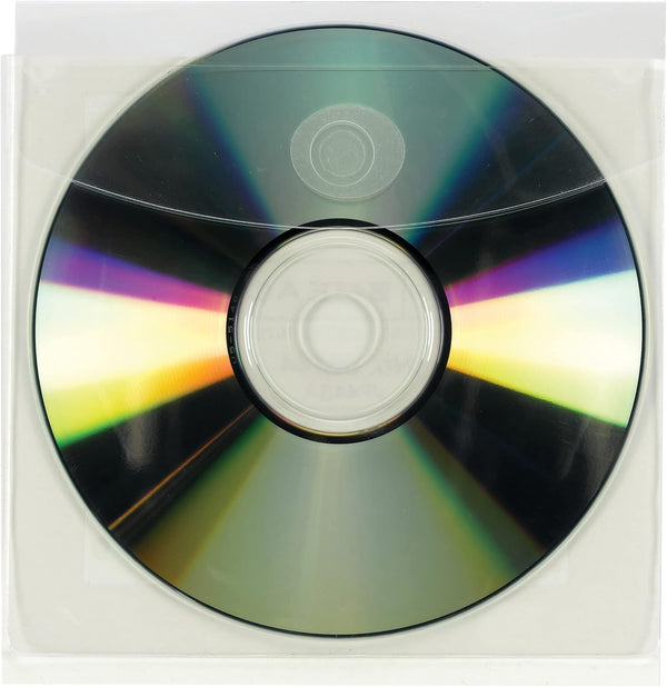 Self-Adhesive Poly Pocket, Smead, Clear, CD/DVD Size, 10 per Pack, Resealable Security Flap (68144)