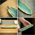 Incense Stick Holder Burner, Ceramic Green Feather 9 Inch Handmade Incense Tray for Meditation & Home Decor