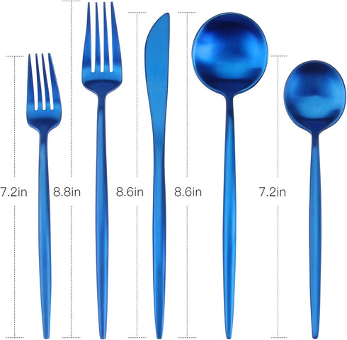 Matte Blue Silverware Set, SHARECOOK 20-Piece Stainless Steel Satin Finish Flatware Set Service for 4, Kitchen Utensil Set, Tableware Cutlery Set for Home and Restaurant by sharecook