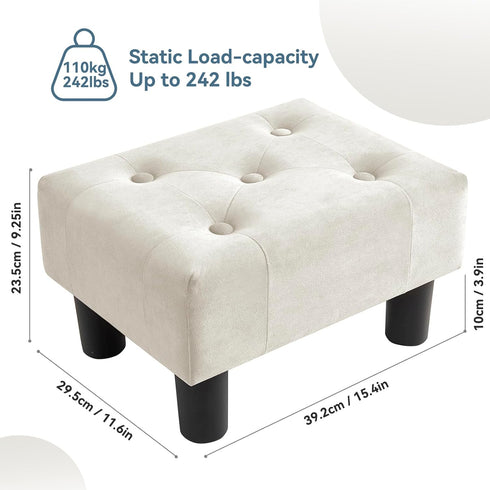Poofzy Small Foot Stool Ottoman, Velvet Ottoman Foot Rest with Legs, Rectangle Foot Rest for Couch, Footstools