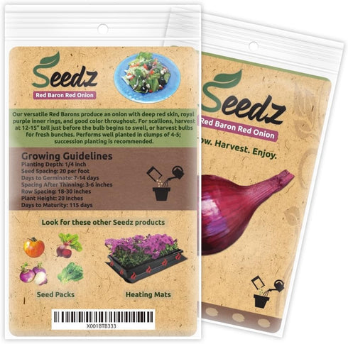 125, Organic Onion Seeds, APPR. Red Baron Onion, Heirloom Vegetable Seeds, Certified Organic, Non GMO, Non Hybrid, USA