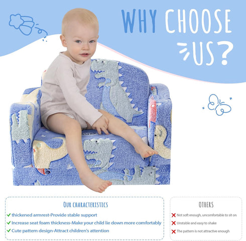 Kids,2-in-1 aodisman Thick Comfy Toddler Chair and Couch for Soft Plush Fold Out Sofa for Children,Convertible Couch