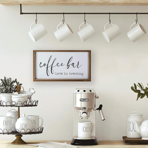 VILIGHT Love Is Brewing Farmhouse Coffee Bar Sign, 16" x 9" MDF Wood, Wall Mount or Freestanding
