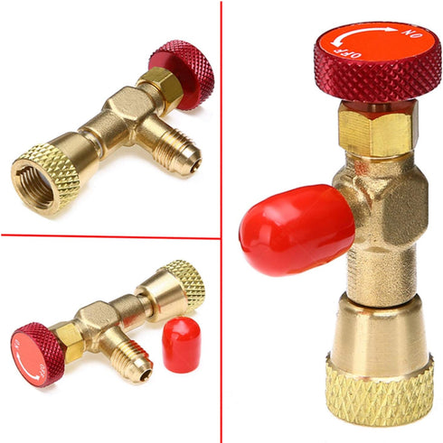 R410A Refrigerant Charging Valve 1/4'' - 5/16'' Copper Flow Control Valves for Charging Hose Can Opener