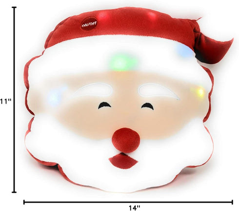 Tache Light Up Glowing Christmas Santa Claus Microbead Throw Pillow with LED Lights, Squishy