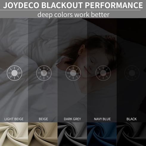 Joydeco Blackout Curtains 72 Inches Long, 2 Panels Set, Thermal Insulated Room Darkening Curtains (Greyish White)