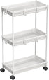 SimpleHouseware Standard Slim 3-Tier Rolling Storage Cart, White
