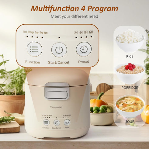 2 Uncooked(4 1-2 12 Mini Rice Cooker, Small Rice Cooker Cup Cup Cooked), Portable Non-stick Rice Maker, for Dorm Office