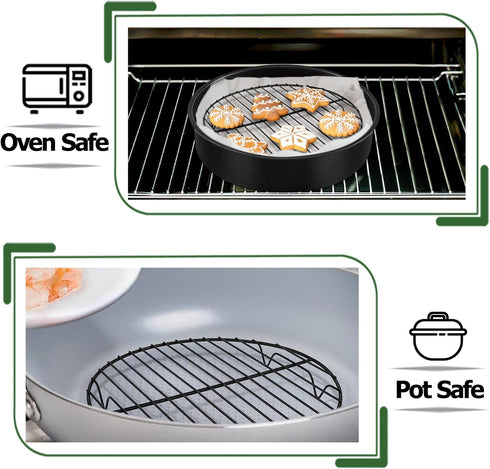 TeamFar 9inch Round Baking Wire Cooling Rack, Stainless Steel Core & Nonstick Coating for Roasting, Grilling, Steaming