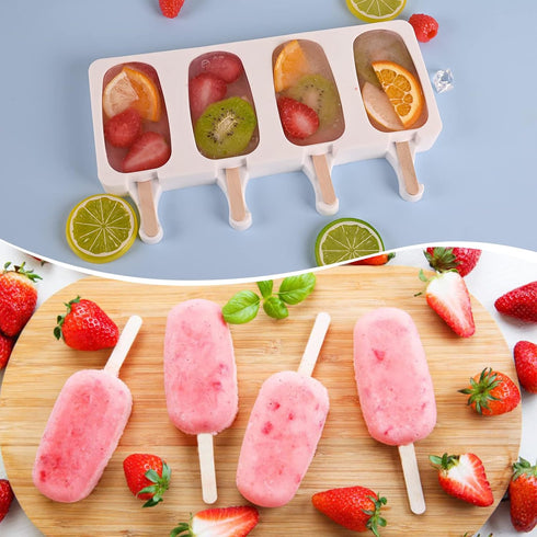Sakolla 3 Pack Large Popsicle Molds, 4 Cavities Silicone Cake Pop Molds for Chocolate Baking with 100 Sticks