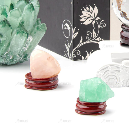 5 Pack 1" Inch AUEAR, Sphere Display Holders Wooden Egg Crystal Stands Decorative Ball Stand for Egg Pedestal Globe