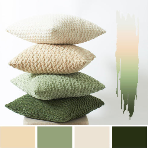 Pack 4 16x16 Inch, Kevin Textile Spring Throw Pillow Covers of Super Soft Boho Corduroy Decor Pillow Cases Mix