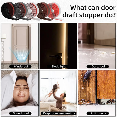 Adjustable Door Draft Stopper, Weather Stripping Seal for Cold Insulation, Under Door Sweep for Interior & Exterior