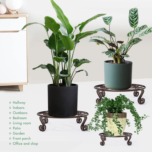 Yimobra 2 Pack Plant Stand for Flower Pot - Heavy Duty Indoor Outdoor Metal Rustproof Iron Garden Container, 9.4 Inches