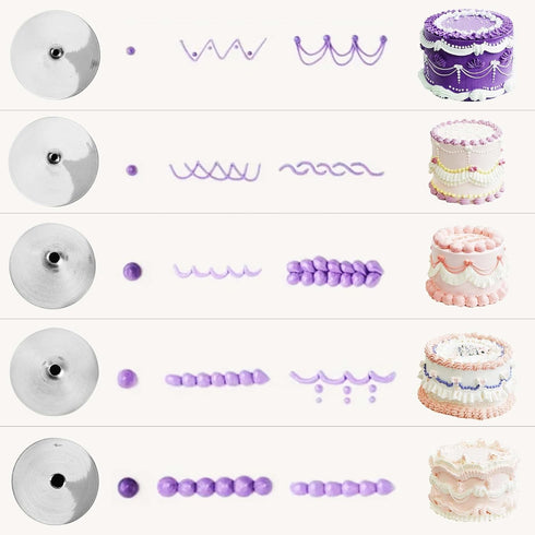 GOOTRADES 7 Pcs-Set Cake Decorating Tips, 5 Writing Tubes, 1 Coupler, 1 Silicone Pastry Bag