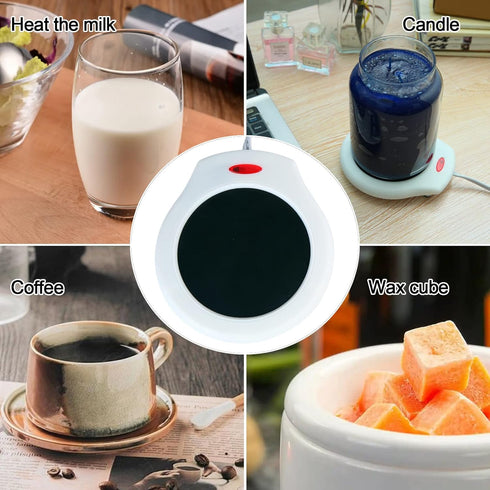 2pcs(White (CFW002-White) Home&Office Desktop Electric Mug Warmer-Coffee/Tea/Cocoa/Soup-Scented Candles Gift for Winter
