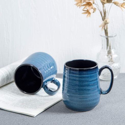 Set 4, 15 Set HASENSE Coffee Mugs of Ounce Porcelain Mug with Handle for Morning Coffee Tea and Cocoa, Ceramic Coffee