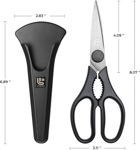 Linoroso Kitchen Shears Heavy Duty with Magnetic Holder, Dishwasher Safe All Purpose Scissors Made with Japanese Steel