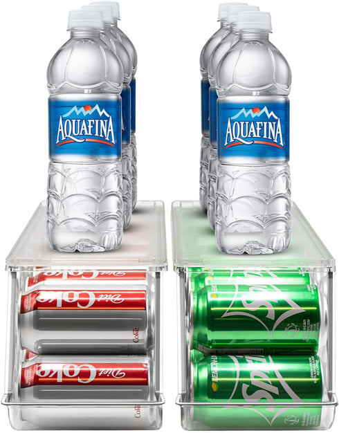 12 (2-Pack) Sorbus Soda Can Organizer for Refrigerator Stackable Can Holder Dispenser with Lid for Fridge, Pantry