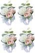 MOJUN Wedding Bridal Wrist Flower Corsage - Pack of 4 Hand Flower for Wedding Planner