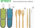 2 Set Bamboo Cutlery Set, Reusable Organic Bamboo Utensils, Fork, Knife, Spoon, Chopsticks, Straw, Cleaning Brush