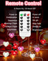 16.4FT 50 8 btfarm LED Valentine's Day Lights with Remote Timer, Red Pink White Heart Shaped Fairy String Lights