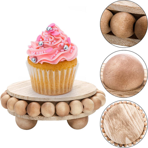 Set 3 Counter 9.5/6/4 Inches Peohud of Wood Risers for Display, Farmhouse Wooden Pedestal Stand, Distressed Stool Plant