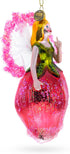 Enchanting Fairy Glass Christmas Ornament in a Rose Dress