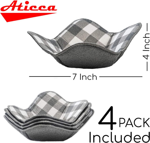 Microwave Bowl Cozy Holders for Hot Food, Set of 4 Heat Proof Hot Pads for Bouillon Cups