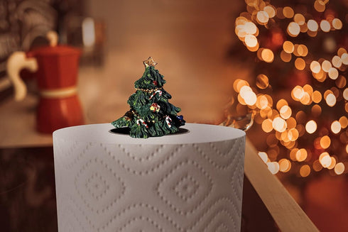 3 Christmas Kitchen Decor - Unique Paper Towel Holder W/Interchangeable Seasonal Decoration Tops - Christmas Paper