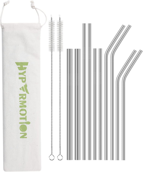 Hypermotion Stainless Steel Straw - Food Grade Reusable Metal Drinking Straw Set with Cleaning Brushes