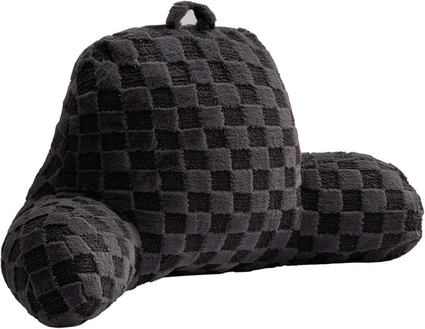 Aimuan Reading Pillow Checkered Bed Rest Wedge Backrest Checkerboard Pillow with Arms