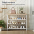 3 4-Tier Closet 9-12 WN94XJ01 HOOBRO Shoe Rack with PU Shelves, Shoe Storage Organizer for and Entryway, Holds Pairs