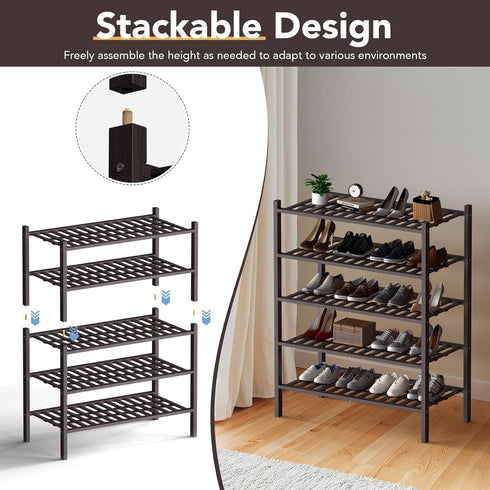 3 Closet,Hallway,Entryway,Small 27"x12"x21" Haddockway Large Tier Bamboo Shoe Rack Storage Organizer, Multifunctional