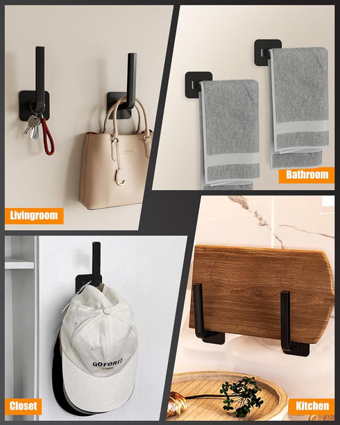 Hat Rack for Hat Storage (8-Pack), Multi-purpose Organizer with Strong Adhesive Hat Hooks for Baseball Caps