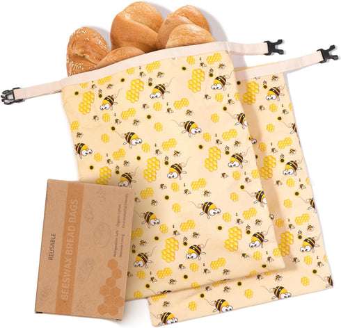 Zackoo Beeswax Bread Bags for Homemade Bread (2 Pack), Sourdough Bread Bag with