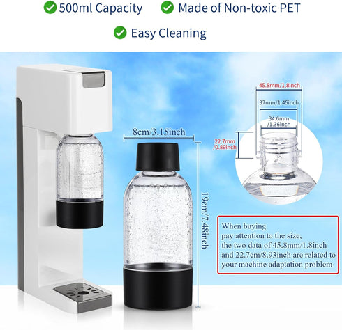 4 Beverages(0.5 meekoo Pcs Soda Carbonating Bottles Clear Plastic Soda Maker Bottle Compatible with Isoda Drinkmate
