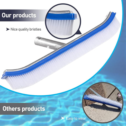 FLY HAWK Swimming Brush,18" Pool Wall Tile Polished Aluminum Back Pool Scrub Brush Head Designed for Cleans Walls