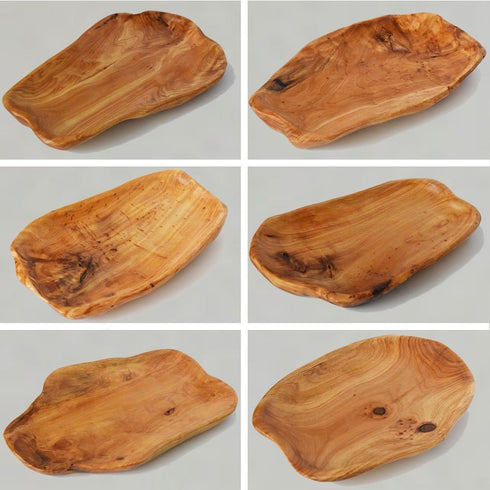 Root Wood Dish, Hand Carved Party Platter and Tray for Sandwich Bread Serving, Appetizer Display (12-13 inch)