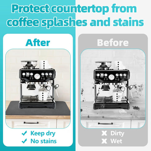 PoYang Coffee Mat, 16" X 24" Rubber Backed Coffee Bar Mat for Countertops, Absorbent Dish Drying Mat, Grey