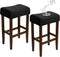 Waterproof Bar Stool Covers Rectangle 2 Pack Black Jacquard Stretchable Backless Barstool
