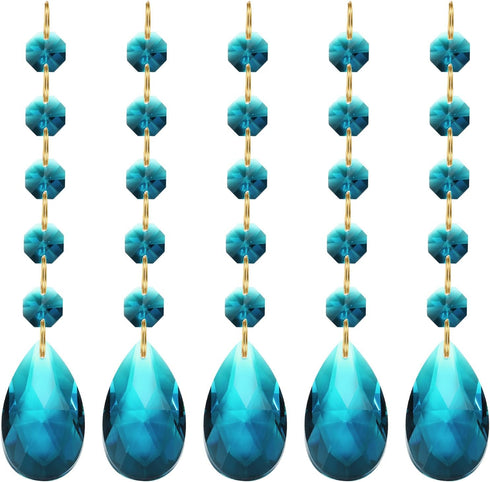 PATIKIL Teardrop Crystal Chandelier Pendants Beads, 5 Pack 135mm Length 38mm Chandelier