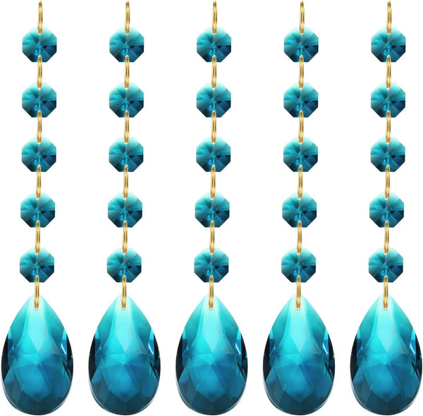 PATIKIL Teardrop Crystal Chandelier Pendants Beads, 5 Pack 135mm Length 38mm Chandelier