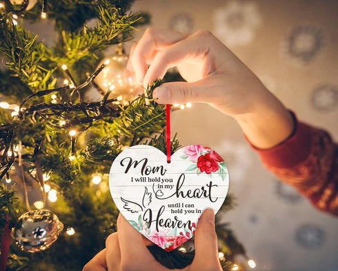 FaCraft Mom Memorial Christmas Ornaments, 3" Mom Christmas Tree in Heaven Ornaments Sympathy Gift for Loss of Mother