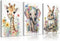3Pcs Safari Animal Nursery Canvas Wall Art Watercolor Baby Animals with Wildflowers